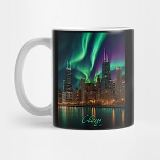 Northern Lights Over Chicago Mug